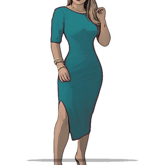 Molde em pdf de Vestido Manga Curta Midi Tubinho P ao G