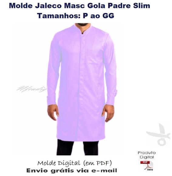 Molde Jaleco Masculino Gola Padre Slim Fit #407