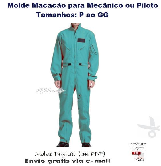 Molde Macacão para Mecânico ou Piloto #409