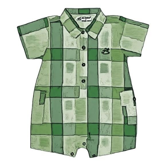 Molde Macaquinho Curto Bebê Gola Polo 3 a 24 Meses