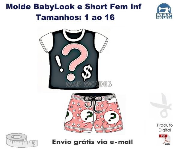 Molde Modelagem Baby Look e Short Feninino Infantil