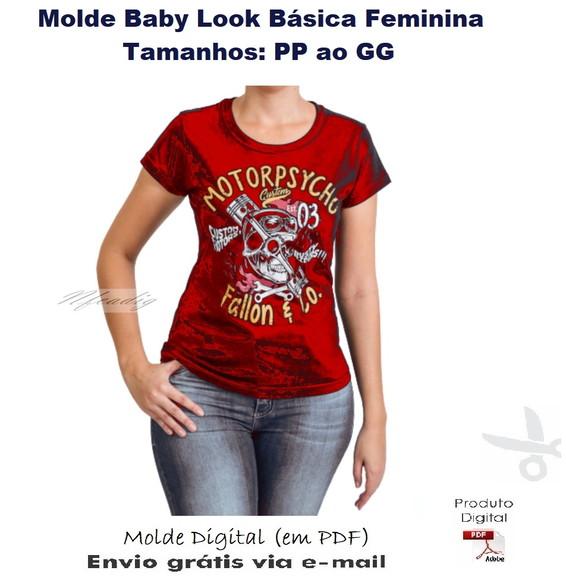 Molde Modelagem Baby Look Básica Feminina (PP ao GG) #309