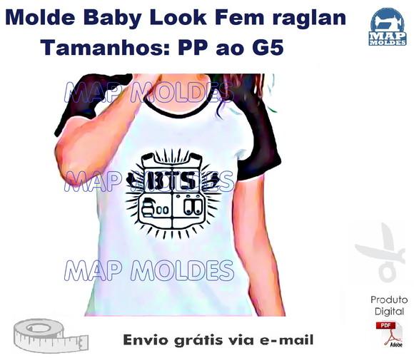 Molde Modelagem Baby Look Feminina Raglan