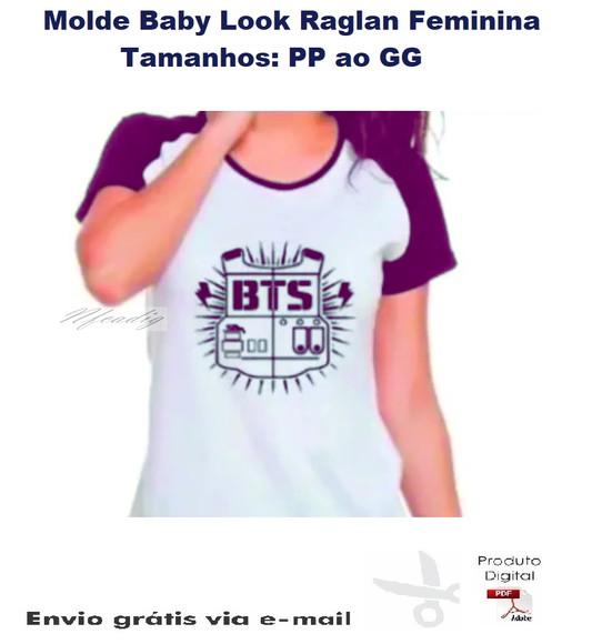 Molde Modelagem Baby Look Raglan Feminina #156