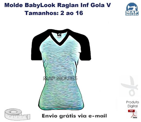 Molde Modelagem Babylook Fem Gola V Infantil Raglan