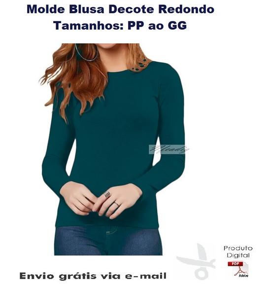 Molde Modelagem Blusa Básica Decote M Longa (PP ao GG) #286