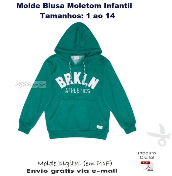 Molde Modelagem Blusa Moletom Infantil (1 ao 14) #348