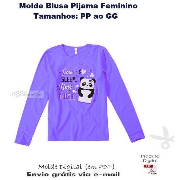 Molde Modelagem Blusa Pijama Feminino (PP ao GG) #306