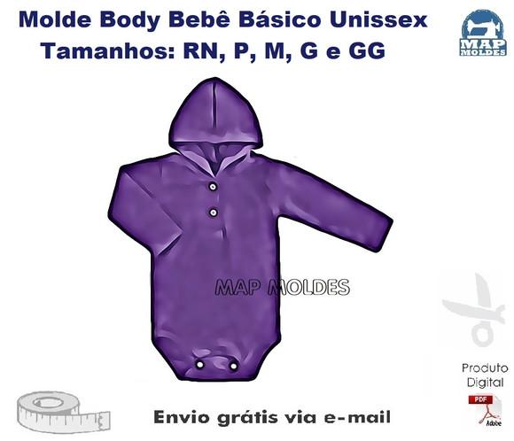 Molde Modelagem Body Bebê Básico com Capuz Unissex