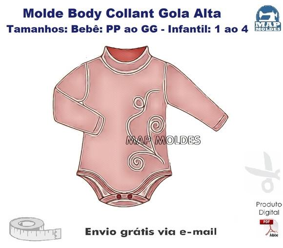 Molde Modelagem Body Collant com Gola Alta