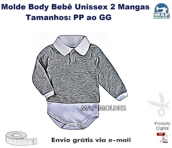 Molde Modelagem Body Unissex Bebê Duas Oções Manga