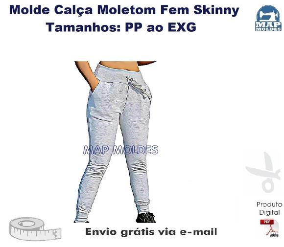 Molde Modelagem Calça Moletom Feminina Skinny