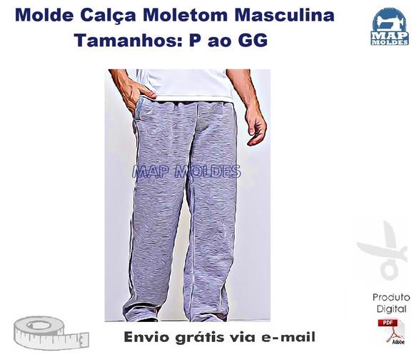 Molde Modelagem Calça Moletom Masculina Adulto