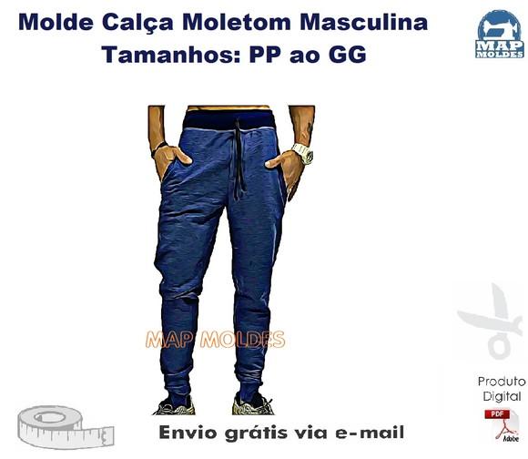 Molde Modelagem Calça Moletom Masculina Cós e Punho