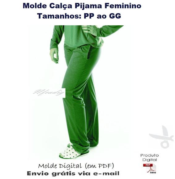Molde Modelagem Calça Pijama Feminino (PP ao GG) #307