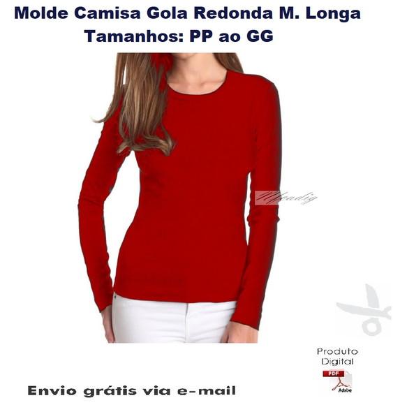 Molde Modelagem Camisa Gola Redonda M Longa Feminina #290