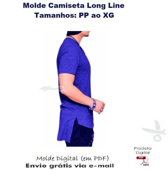 Molde Modelagem Camiseta Long Line Slim Fit #386