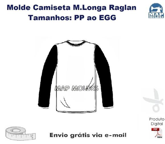 Molde Modelagem Camiseta Masculina Raglan M. Longa