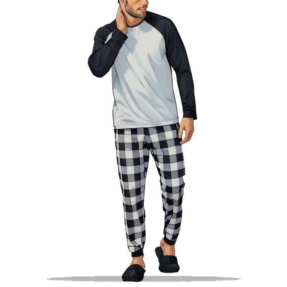 Molde Modelagem Conjunto Pijama Raglan Masculino Pp ao Xxg