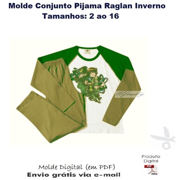 Molde Modelagem Conjunto Pijama Raglan Inverno #358