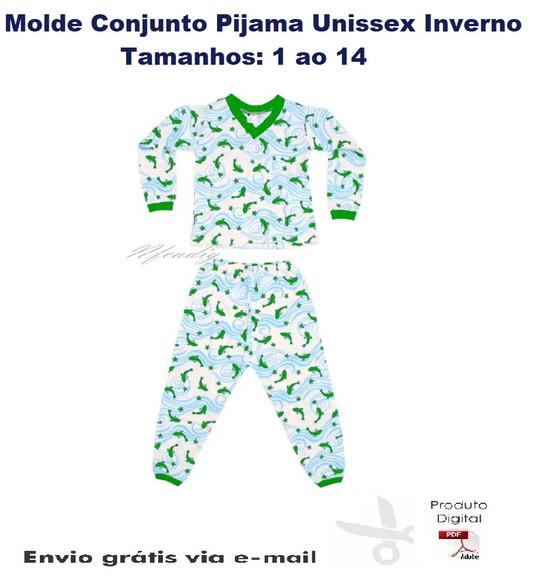Molde Modelagem Conjunto Pijama Unissex Inverno Inf #256