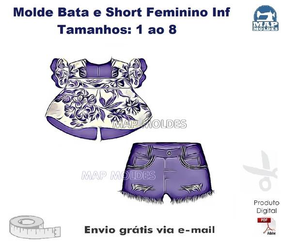 Molde Modelagem de Bata e Short Feminino Infantil