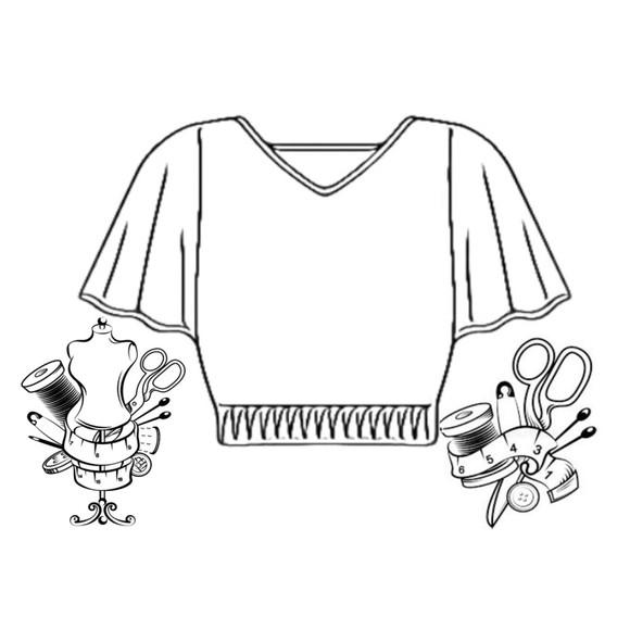 Molde Modelagem de Blusa Cropped Manga Sino - P ao Gg #31