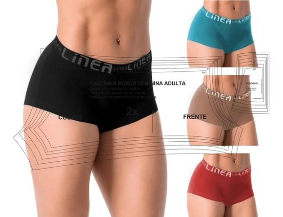 Molde Modelagem de Calcinha Feminina Boxer do Pp ao Eg