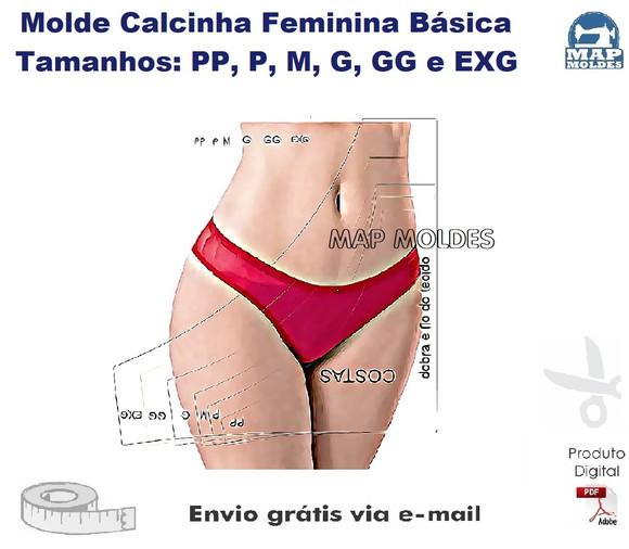 Molde Modelagem de Calcinha Feminina Básica do Pp ao Exg
