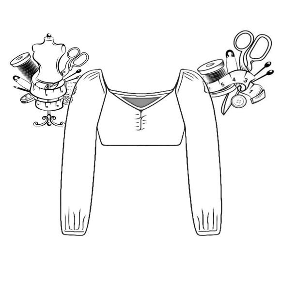 Molde Modelagem de Cropped Ciganinha m Longa P ao Gg #26