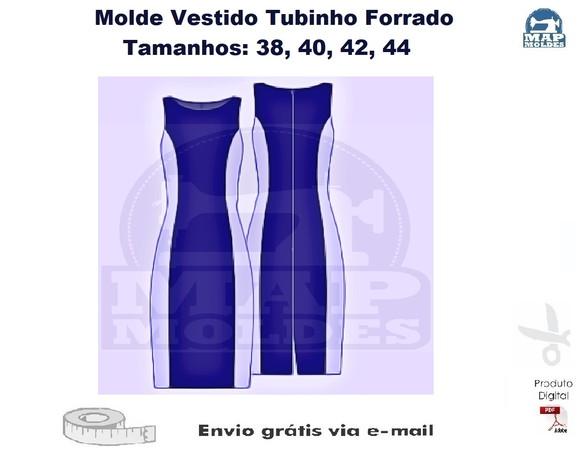 Molde Modelagem de Vestido Tubinho Forrado com Recortes