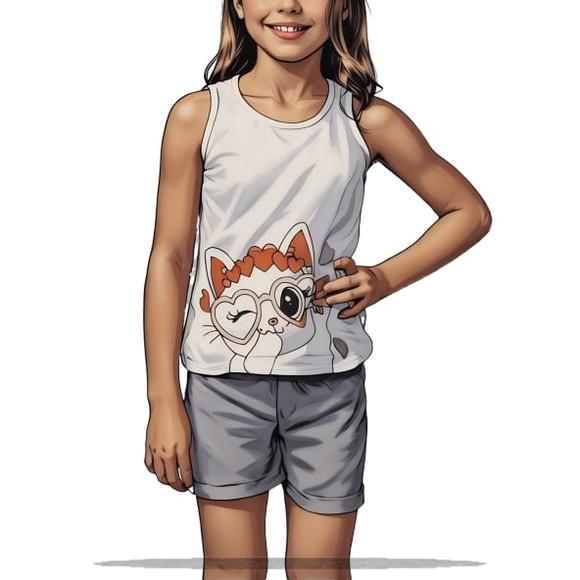 Molde Modelagem em pdf Pijama Inf Regata Verão 2 a 14 Anos