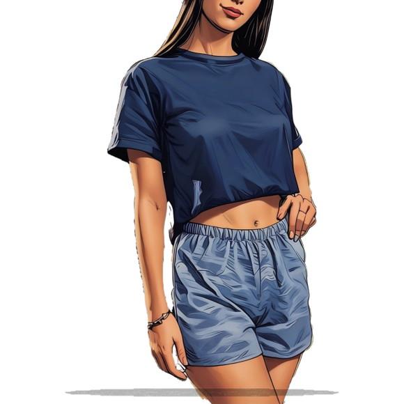Molde Modelagem em pdf Pijama Cropped Feminino do P ao Xxg