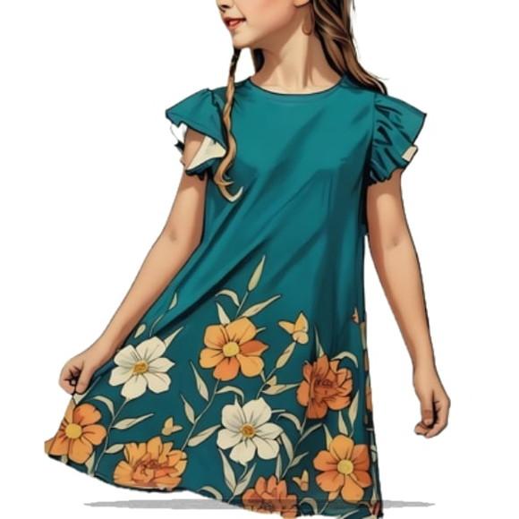 Molde Modelagem em pdf Vestido Inf Babado nos Ombros 4 ao 14