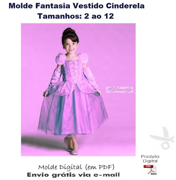 Molde Modelagem Fantasia Vestido Cinderela (2 Ao 12) #363