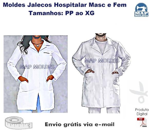 Molde Modelagem Jaleco Hospitalar Feminino e Masculino