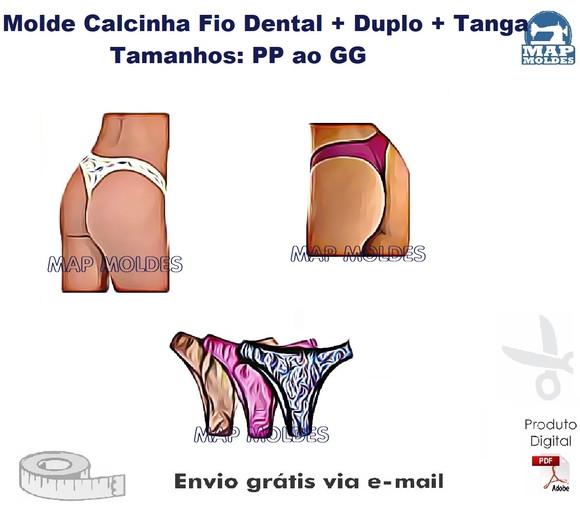 Molde Modelagem Kit Calcinhas Tanga, Fio Dental e Fio Duplo