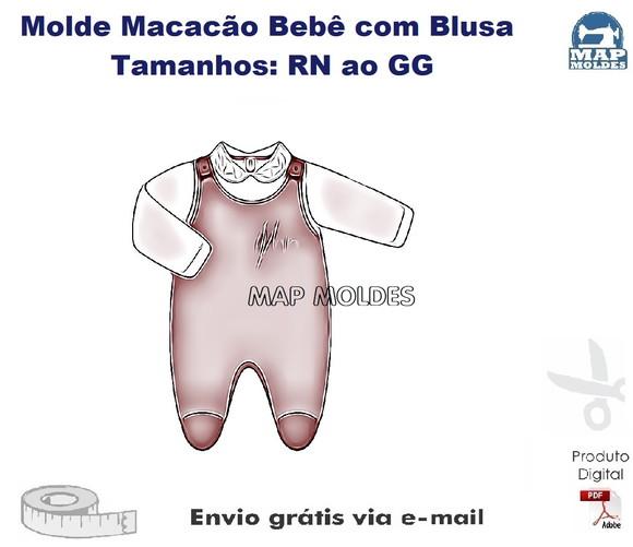 Molde Modelagem Macacão Bebê com Blusa