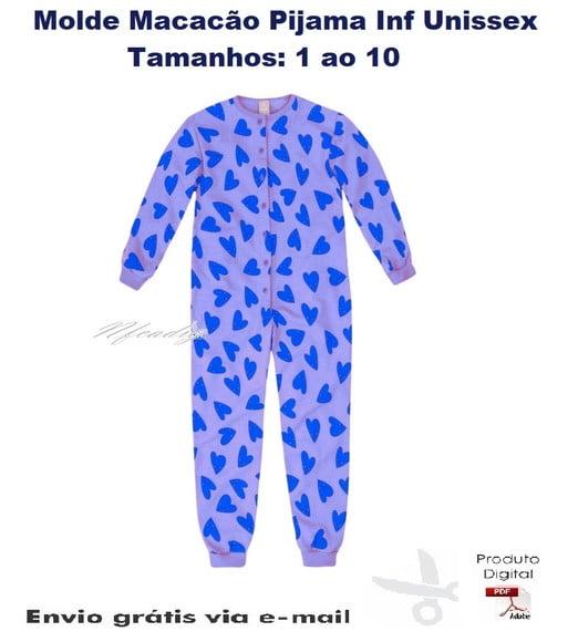 Molde Modelagem Macacão Pijama Infantil Unissex #259