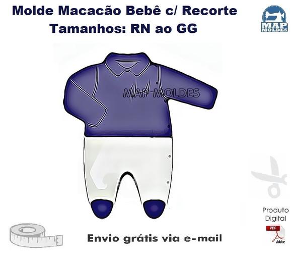 Molde Modelagem Macacão Bebê com Recorte na Frente