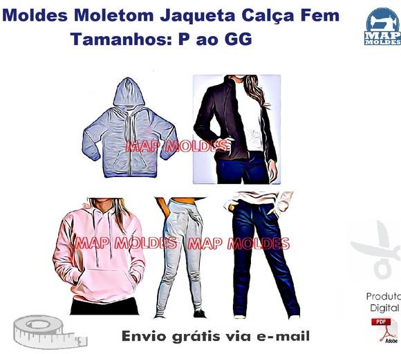 Molde Modelagem Moletom Jaqueta e Calça Feminina