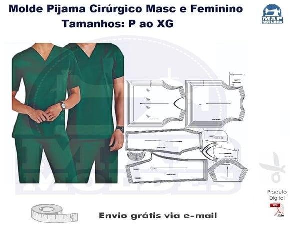 Molde Modelagem Pijama Cirúrgico Masculino e Feminino