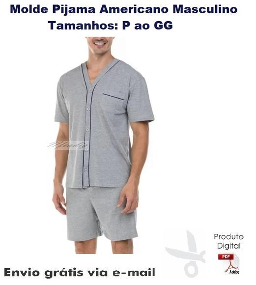 Molde Modelagem Pijama Americano Masc Curto Com Botões #104