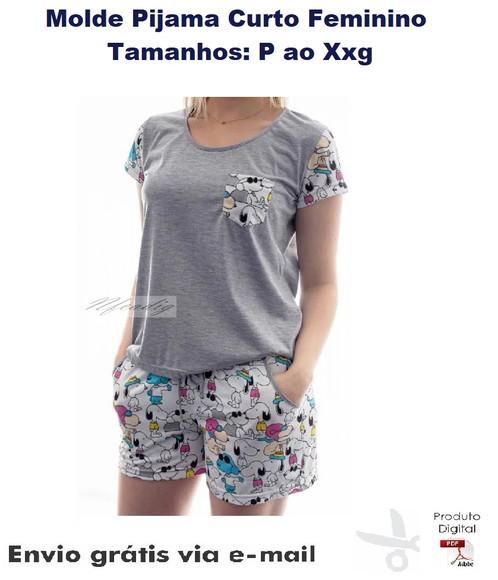 Molde Modelagem Pijama Curto Feminino P A Xxg ref 32