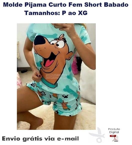 Molde Modelagem Pijama Curto Fem Verão Short Babado ref 33