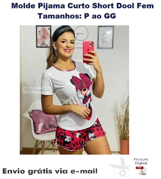 Molde Modelagem Pijama Curto Short Dool Feminino ref 34