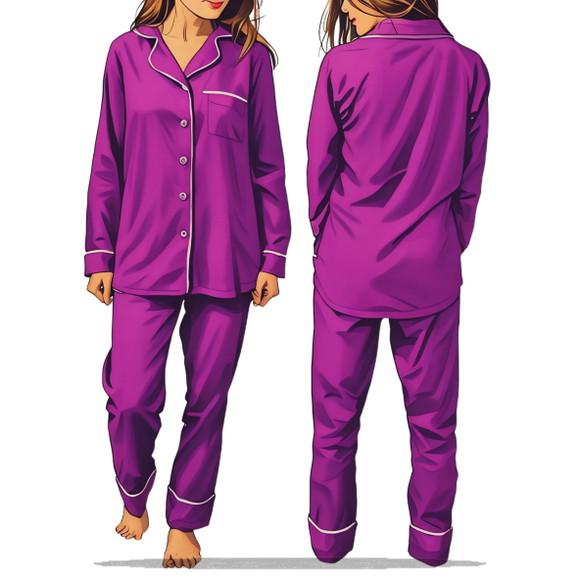 Molde Modelagem Pijama Ingles Fem Longo Luxo Cetim do P - Gg