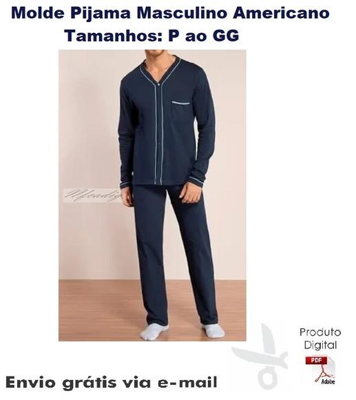 Molde Modelagem Pijama Masc Americano Longo Inverno #107
