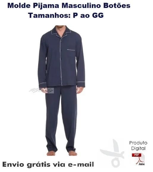 Molde Modelagem Pijama Masc Aberto Botões Longo Inverno #106