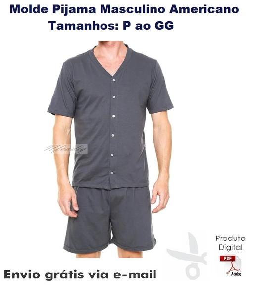 Molde Modelagem Pijama Masc Curto Com Botões Americano #108